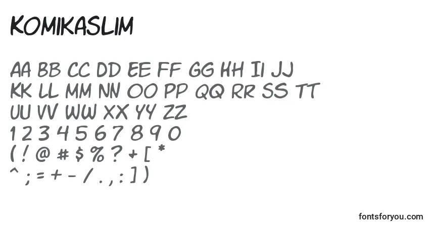 Czcionka KomikaSlim – alfabet, cyfry, specjalne znaki