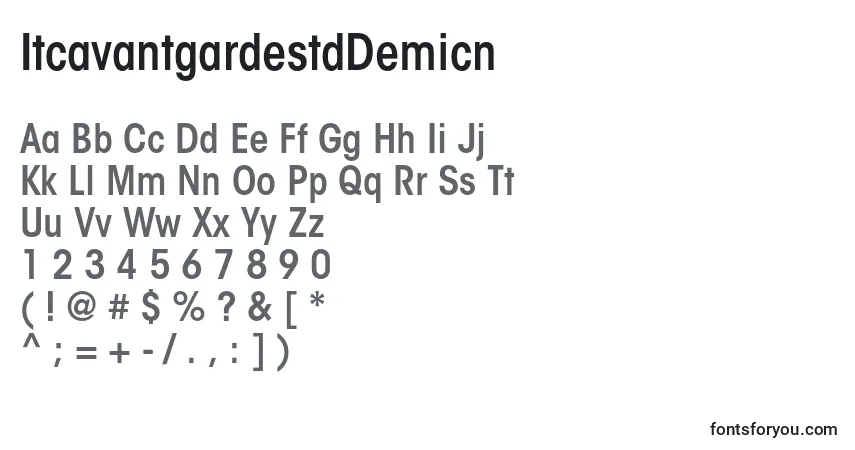 Schriftart ItcavantgardestdDemicn – Alphabet, Zahlen, spezielle Symbole