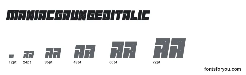 Размеры шрифта ManiacgrungedItalic