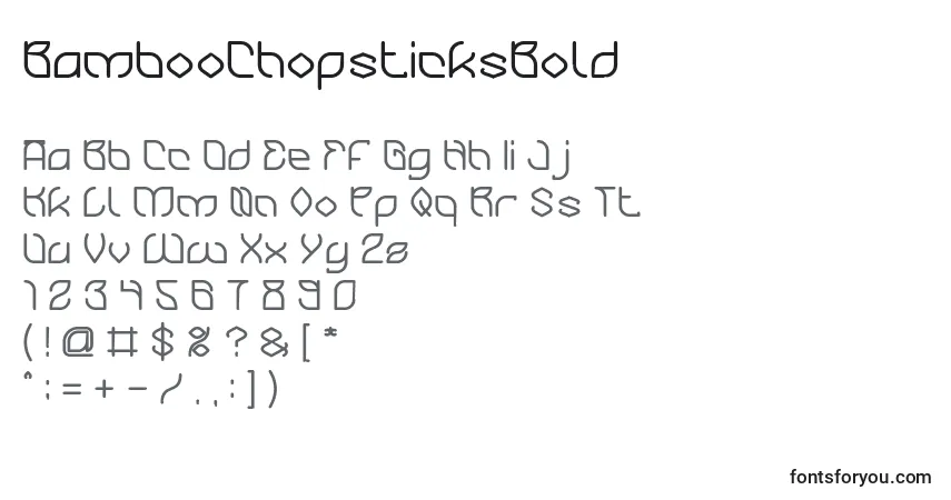 Czcionka BambooChopsticksBold – alfabet, cyfry, specjalne znaki