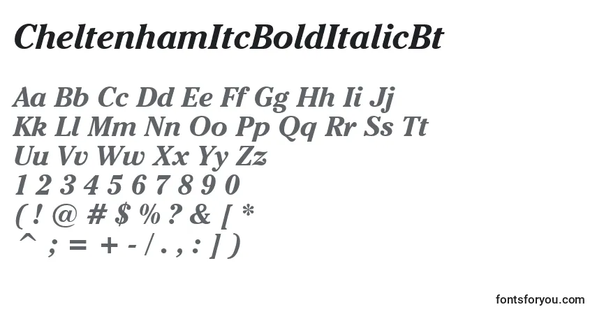 A fonte CheltenhamItcBoldItalicBt – alfabeto, números, caracteres especiais