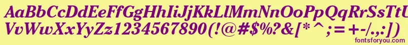 CheltenhamItcBoldItalicBt Font – Purple Fonts on Yellow Background