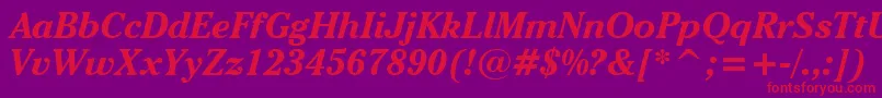 CheltenhamItcBoldItalicBt Font – Red Fonts on Purple Background