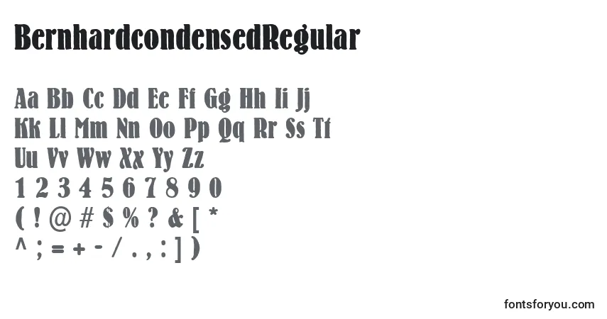 Czcionka BernhardcondensedRegular – alfabet, cyfry, specjalne znaki
