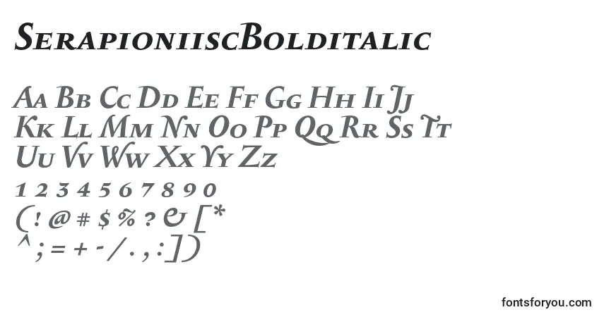 A fonte SerapioniiscBolditalic – alfabeto, números, caracteres especiais