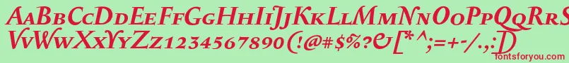 SerapioniiscBolditalic Font – Red Fonts on Green Background