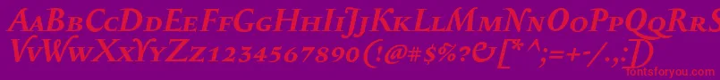 フォントSerapioniiscBolditalic – 紫の背景に赤い文字