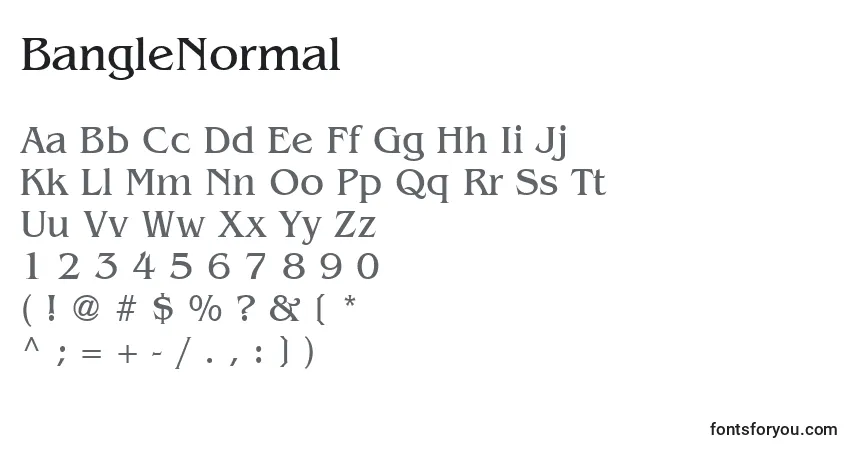 Czcionka BangleNormal – alfabet, cyfry, specjalne znaki