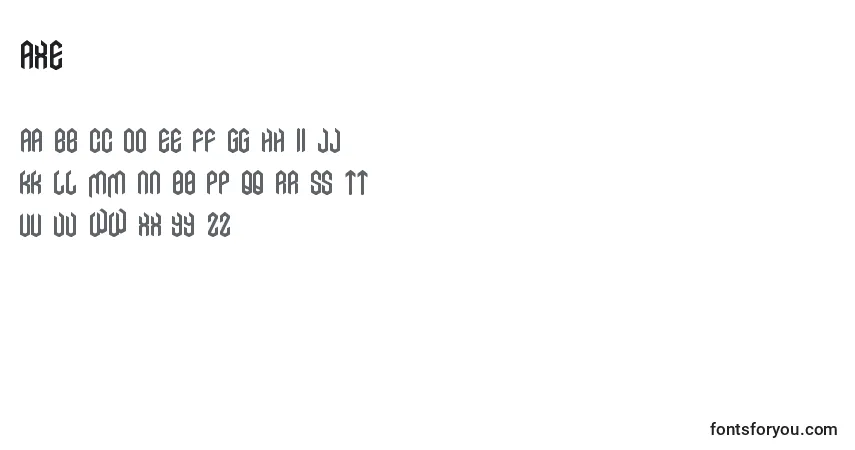Czcionka Axe – alfabet, cyfry, specjalne znaki
