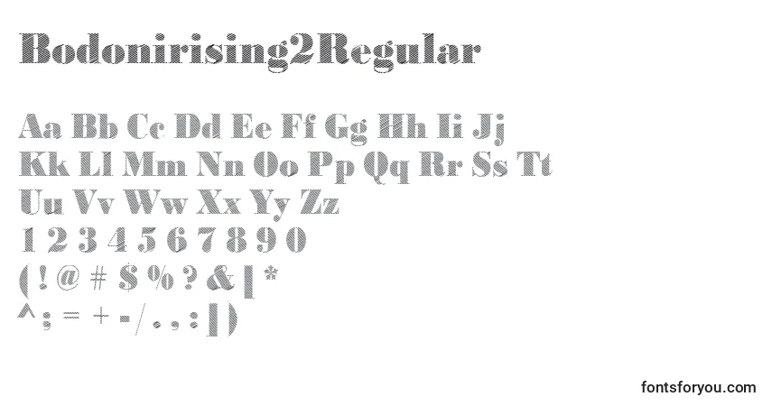 Schriftart Bodonirising2Regular – Alphabet, Zahlen, spezielle Symbole