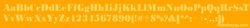 Bodonirising2Regular-Schriftart – Gelbe Schriften auf orangefarbenem Hintergrund