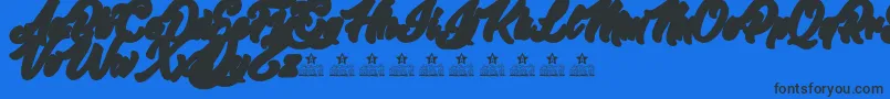 MasterOfComicsBackPersonalUse-Schriftart – Schwarze Schriften auf blauem Hintergrund