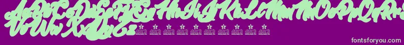 MasterOfComicsBackPersonalUse Font – Green Fonts on Purple Background