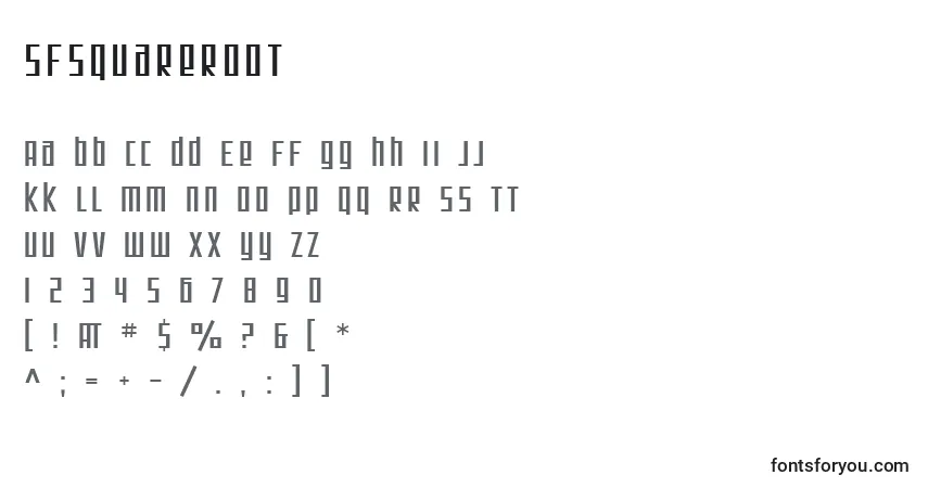 Шрифт SfSquareRoot – алфавит, цифры, специальные символы