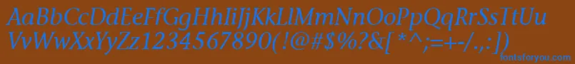 StoneInfItcTtMediumitalic Font – Blue Fonts on Brown Background