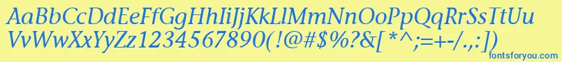 StoneInfItcTtMediumitalic Font – Blue Fonts on Yellow Background