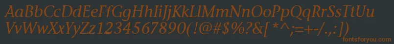 StoneInfItcTtMediumitalic Font – Brown Fonts on Black Background