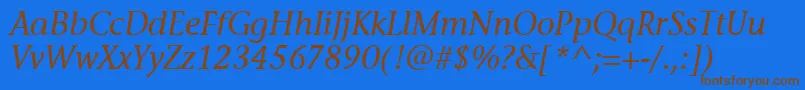 StoneInfItcTtMediumitalic-Schriftart – Braune Schriften auf blauem Hintergrund