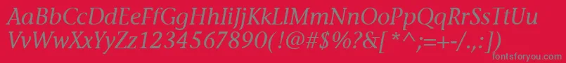 フォントStoneInfItcTtMediumitalic – 赤い背景に灰色の文字