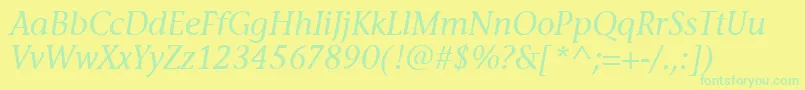Saiba mais sobre a fonte StoneInfItcTtMediumitalic Fonte StoneInfItcTtMediumitalic – fontes verdes em um fundo amarelo