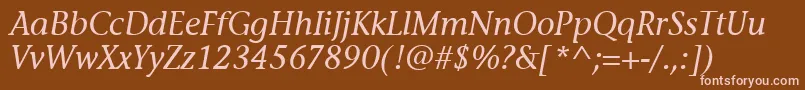 Czcionka StoneInfItcTtMediumitalic – różowe czcionki na brązowym tle
