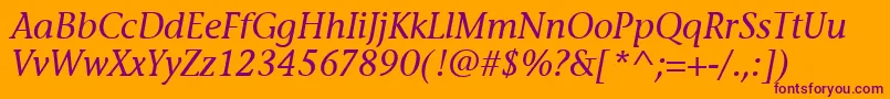 Czcionka StoneInfItcTtMediumitalic – fioletowe czcionki na pomarańczowym tle