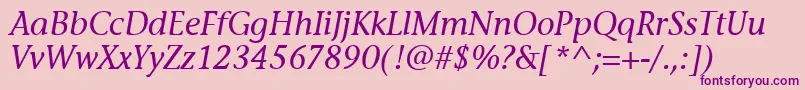 StoneInfItcTtMediumitalic Font – Purple Fonts on Pink Background