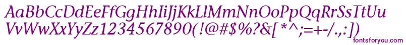 Police StoneInfItcTtMediumitalic – polices violettes sur fond blanc