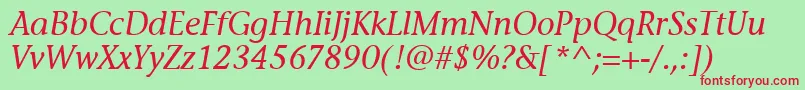 StoneInfItcTtMediumitalic Font – Red Fonts on Green Background