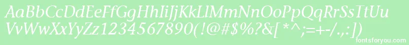 StoneInfItcTtMediumitalic-Schriftart – Weiße Schriften auf grünem Hintergrund