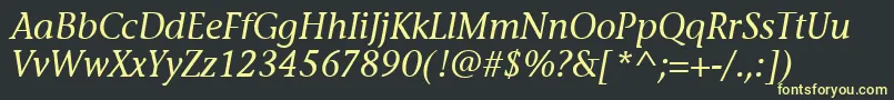 StoneInfItcTtMediumitalic-fontti – keltaiset fontit mustalla taustalla
