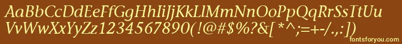 Шрифт StoneInfItcTtMediumitalic – жёлтые шрифты на коричневом фоне