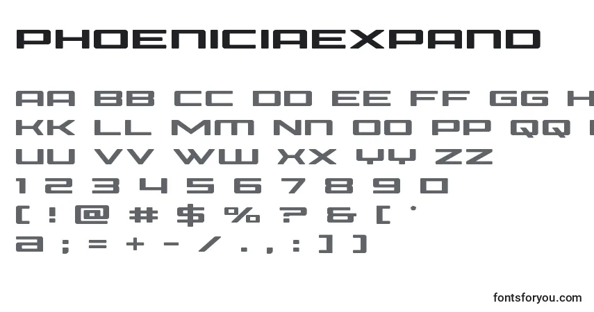 Schriftart Phoeniciaexpand – Alphabet, Zahlen, spezielle Symbole