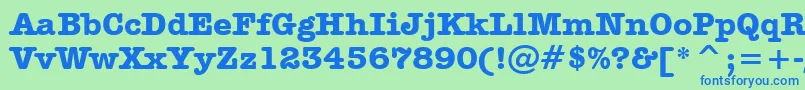 AmericanTypewriterBoldBt Font – Blue Fonts on Green Background