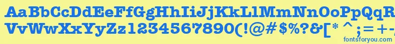 フォントAmericanTypewriterBoldBt – 青い文字が黄色の背景にあります。
