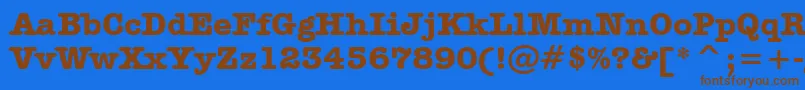フォントAmericanTypewriterBoldBt – 茶色の文字が青い背景にあります。