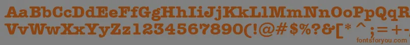 フォントAmericanTypewriterBoldBt – 茶色の文字が灰色の背景にあります。