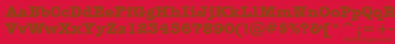 AmericanTypewriterBoldBt-Schriftart – Braune Schriften auf rotem Hintergrund