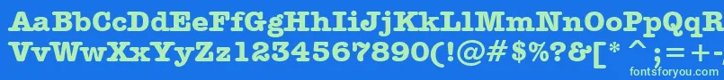 AmericanTypewriterBoldBt Font – Green Fonts on Blue Background
