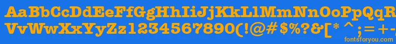 フォントAmericanTypewriterBoldBt – オレンジ色の文字が青い背景にあります。