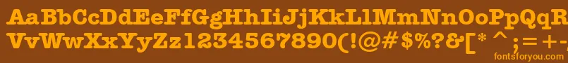 フォントAmericanTypewriterBoldBt – オレンジ色の文字が茶色の背景にあります。