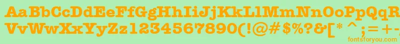 フォントAmericanTypewriterBoldBt – オレンジの文字が緑の背景にあります。