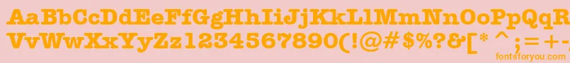 AmericanTypewriterBoldBt-Schriftart – Orangefarbene Schriften auf rosa Hintergrund