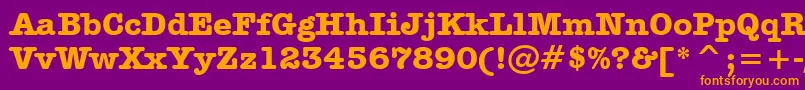 AmericanTypewriterBoldBt-Schriftart – Orangefarbene Schriften auf violettem Hintergrund