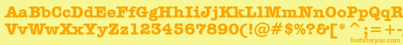 AmericanTypewriterBoldBt-fontti – oranssit fontit keltaisella taustalla