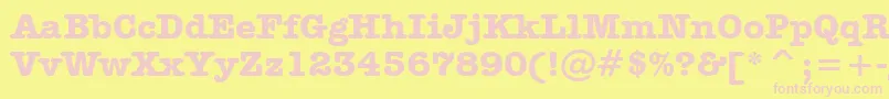 AmericanTypewriterBoldBt-fontti – vaaleanpunaiset fontit keltaisella taustalla
