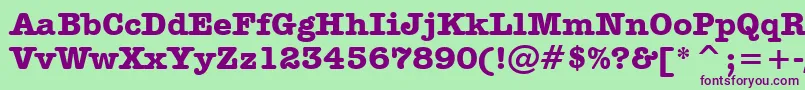 フォントAmericanTypewriterBoldBt – 緑の背景に紫のフォント