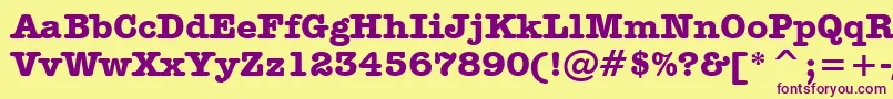 AmericanTypewriterBoldBt Font – Purple Fonts on Yellow Background