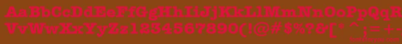フォントAmericanTypewriterBoldBt – 赤い文字が茶色の背景にあります。