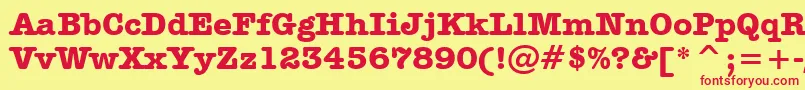 フォントAmericanTypewriterBoldBt – 赤い文字の黄色い背景
